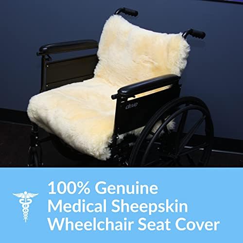 Sheepskin Ranch Natural Wool Wheelchair Seat Cover, Cushion for Pain Relief, Discomfort, Skin Irritation Mobility Chair Cover