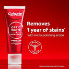 Colgate Optic White Stain Fighter Clean Mint Paste Teeth Whitening Toothpaste, 4 Pack, Anticavity Toothpaste with Fluoride, Enamel Safe Teeth Stain Remover, 3.8 OZ