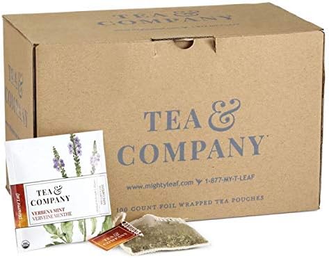 Mighty Leaf Tea and Company Organic Verbena Mint Herbal Tea – 100 Count Silken Tea Pouches – Caffeine-Free Whole Leaf Blend with Lemon Verbena & Mint – Premium Herbal Tea for Hot or Iced Brewing