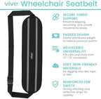 Vive Wheelchair Seatbelt - Safety Belt for the Elderly - Harness for Adults - Adjustable Straps for Chair/Bed Restraint - Patients Care - Falling Out Prevention - for the Elderly, Pregnant & Paralyzed