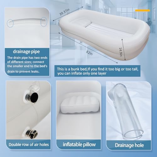 Medical Inflatable Bathtub,Inflatable Bed Bath,Medical PVC Bedside Shower Bathtub Kit,Bed Baths for the Disabled,Bed Tub+Bedside Water Bag+Electric air Pump+Medical Inflatable Shampoo Basin