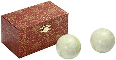 Brass Statu BRABUD 1.4'' Light Green Marble Baoding Health Chinese Stress Exercise Balls for Adults Craft Collection with Bag