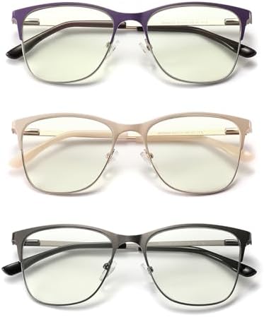 DONGDI Metal Blue Light Blocking Reading Glasses Oversized Readers for Women Big Head/Large Face Cheaters