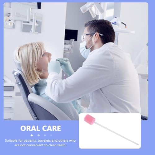 Healifty Disposable Oral Swabs - 100pcs Mouth Swabs for Elderly, Unflavored & Sterile Oral Care Sponge Swabs, Pink