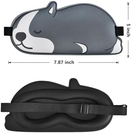 Cute Puppy Sleeping Mask Eye Mask Funny Animal 3D Contoured Sleep Mask Soft Breathable Blindfold Travel Eye Cover Eyeshade for Kids Adults Girls Boys Women Men (Dog, Grey)
