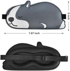 Cute Puppy Sleeping Mask Eye Mask Funny Animal 3D Contoured Sleep Mask Soft Breathable Blindfold Travel Eye Cover Eyeshade for Kids Adults Girls Boys Women Men (Dog, Grey)