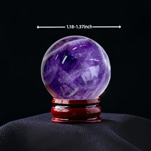 Natural Amethyst Ball 5PC Real Crystal Ball Crystal Decor Sphere for Healing Amethyst Ball Crystal Ball with Stand Real Crystal Sphere for Decor and Divination