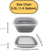 SAMMART 5.5L (1.4 Gallons) Collapsible Tub - Foldable Dish Tub - Portable Washing Basin - Space Saving Plastic Washtub (Grey)