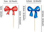 Ercadio 24Pcs Red Blue Bowknot Cupcake Toppers Bow Tie Cupcake Picks Baby Shower Cake Topper Decorations for Kids Birthday Wedding Party Cake Decorations Supplies