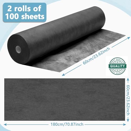 Tudomro 2 Rolls Disposable Non Woven Bed Sheets Massage Table Paper Covers Non Woven Fabric Massage Sheets Waterproof Spa Breathable Bed Cover for Beauty Salon (Black)