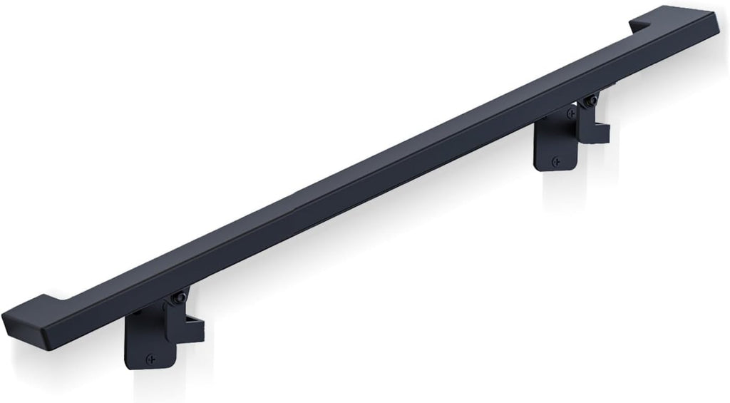 Dawn Railing 2FT Black Rectangle Staircase Handrail Wall Mounted Stair Railing Indoor, ADA Compliance Stainless Steel Handrails for Indoor Stairs, Black Powder-Coated Finish for Stair Porch Steps