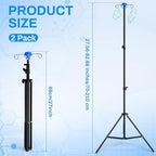 TrelaCo 2 Pcs Portable IV Pole Stand Collapsible Drip Bag Pole Rack Foldable, Aluminum Alloy, 4 Hooks 3 Legs, Adjustable Height for Travel, Hospitals Clinics Wheelchairs Beds