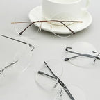 Eyekepper 4-Pack Round Rimless Metal Reading Glasses Women Men - Circle Frameless Readers Black/Gunmetal/Sliver/Gold +0.00