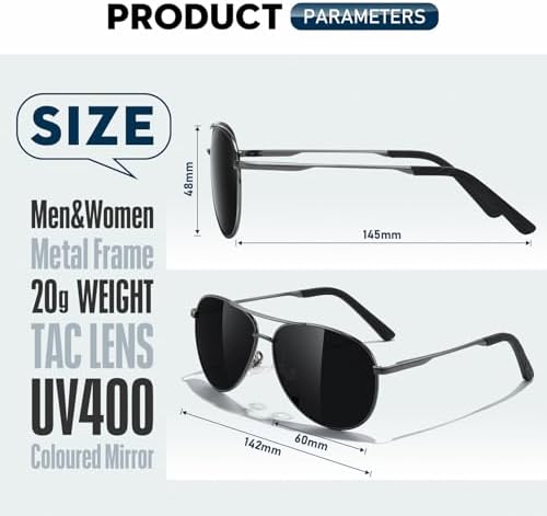 Sunglasses Men Polarized Aviator Sunglasses for Men Women Fishing Driving Sun glasses Metal Frame UV400 Protection