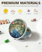 LRITER Pill Case, Portable Travel Pill Box, Pillbox Organizer, Cute Small Medicine Storage Container, Purse Accessories for Women, Men (Mushroom)