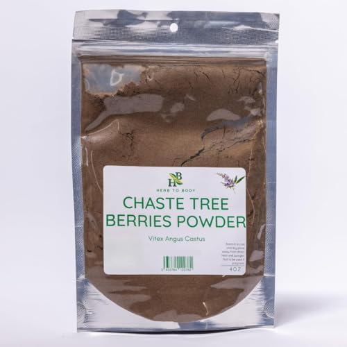 Herb To Body Chaste Tree Berry Powder - 4oz, Wildcrafted Vitex Agnus-Castus Powder for Herbal Tea, Tinctures, and Traditional Botanical Preparations