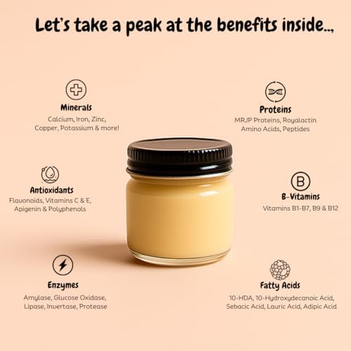 100% Pure Royal Jelly - Raw & Unprocessed, Packed with Vitamins & Amino Acids, Natural Skincare (2oz)