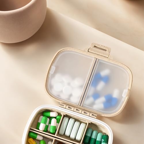 Compartment Portable Medicine Box, Travel Pill Storage Box, 8 Compartments, Suitable for Daily and Travel Medicine Carrying.