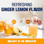 TEAZEN Lemon Ginger Hot Kombucha Tea, Spice Tea, Live Probiotics & Postbiotics, Relaxation and Warmth for Colds and Sore Throat, Hydration Drink Mix, Sugar Free, On-the-Go 10 Packets, 1.76oz