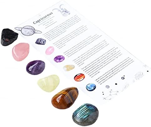 6pc Crystals Tumble Stones Bulk Set Constellation Lucky Gem Amulet Tumbled Polished Natural Stones for Wicca, Reiki, and Energy Crystal Healing,Virgo