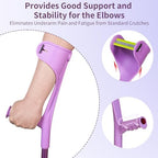 2 Pcs Forearm Crutches for Adults,Folding Walking Cane,10-Level Height Adjustment,Lightweight Aluminum Walking Aid,Rubber Grip, Slip-Resistant and Wear-Resistant,2-Pack Purple.
