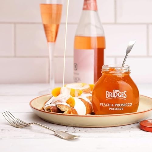 Mrs Bridges Peach & Prosecco Preserve, Made in Scotland, 12oz Jar (Pack of 1)