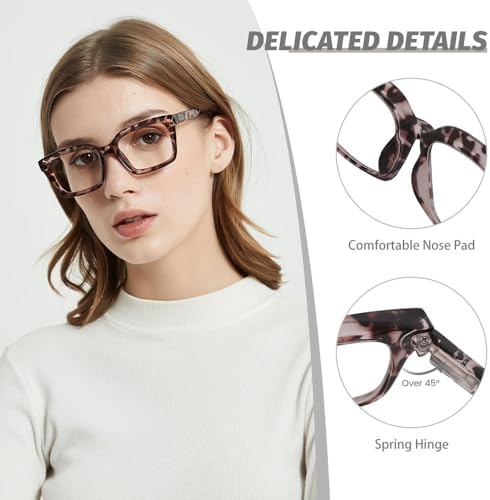 JiSoo Oversized Reading Glasses for Women, Stylish Designer Large Readers Oprah Style with Spring Hinge
