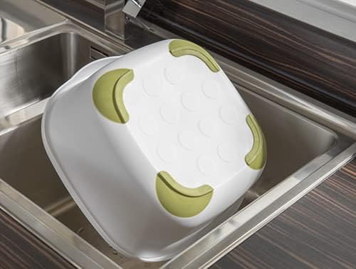 Addis 513672 Soft Touch Washing Up Bowl, White/Grass Green, 9L, Plastic