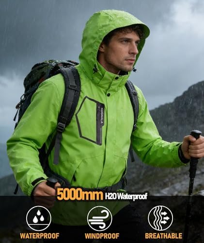 Men's Rain Jacket Waterproof Lightweight Hood jackets for Hiking Cycling Travel Raincoat S-6XL