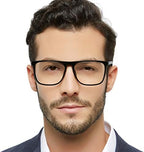 MARE AZZURO Reading Glasses Men Square Reader 0 1.0 1.25 1.5 1.75 2.0 2.25 2.5 2.75 3.0 3.5 4.0 5.0 6.0 (Black 200)