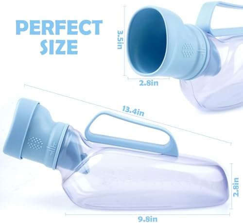 Portable Urinal for Men - 40oz Male Urinal Bottle, Leak-Proof Travel Urinals for Mens with Knitted Sleeve & Cleaning Brush, Reusable Pee Bottles for Men for Car Trip, Camping & Bedside Use