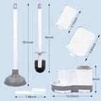GENERIC Toilet Brush and Plunger Set, Integrated Storage 3-in-1 Toilet Brush and Plunger Combo with Gap Cleaning Brush, Bathroom Multi-Purpose Cleaning Set (White Gray)