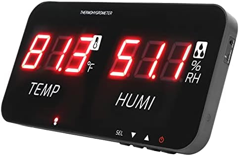 12 Inch Large Display Indoor Digital Hygrometer Thermometer, with Alarm Function, 2 Seconds Refresh High Accuracy Temperature Humidity Meter, for Home, Office, Greenhouse