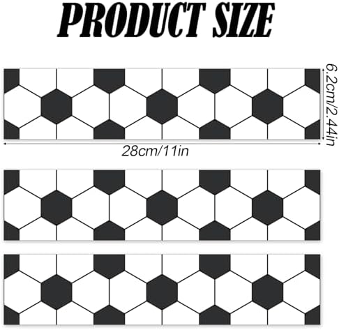 3pcs Soccer Theme Edible Cake Borders, 28x6.2cm/11x2.44in Pre-Cut Football Pattern Edible Cake Strips for Birthday Party Decorations