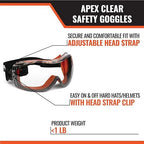 Malta Dynamics APEX Safety Goggles - ANSI Z87 Fog Resistant Safety Goggles for Construction, Anti Scratch Protective Eyewear