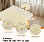4 Sets Premium Microfiber Massage Table Sheets Set, 3 Piece Set Soft Massage Table Cover, Ultra-Light Massage Sheets Sets Include Flat Sheet, Fitted Sheet, and Fitted Face Rest Cover, Beige