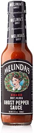 Melinda’s Ghost Pepper Hot Sauce - Gourmet Extra Spicy Hot Sauce - Made with Fresh Ingredients, Ghost Peppers (Bhut Jolokia), Habanero Pepper, Carrot, Garlic, Lime Juice - 5oz, 1 Pack