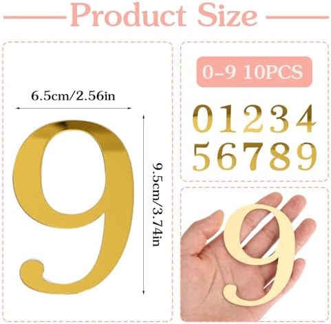 3.7 IN 0-9 Gold Birthday Number Cake Toppers Large Golden Acrylic Cake Numbers Topper Acrylic Wedding Party Cupcake Toppers Cake Decorating Supplies for Birthday Wedding Anniversary Party