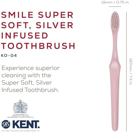 KENT Smile Extra Soft Toothbrushes for Adults with Silver Infused Triple Tipped Bristles, Soft Bristle Toothbrush for Sensitive Gum Massaging and Maximum Hygiene (Pink)