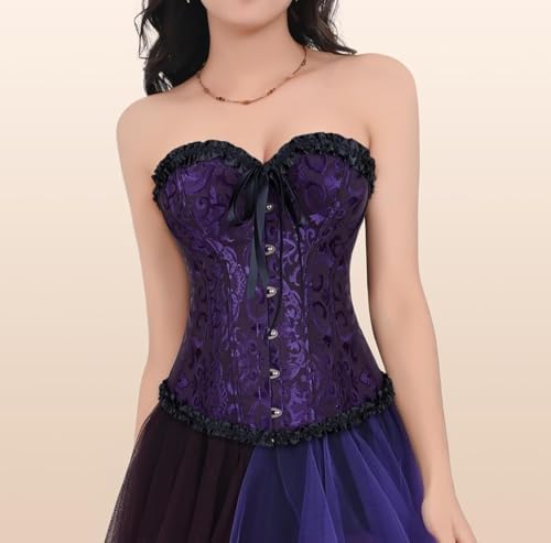 DKCHENH Renaissance Corset Top for Women,Pirate Corset Shapewear,Bustiers with Lace Up Boned Overbust,Size XS to 6XL