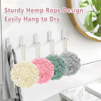Shower Loofah Bath Sponge, 60G Loofah Exfoliating Body Scrubber, 4 Color Mesh Shower Pouf Balls for Body Wash (Pink Green White Gray)