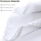 Ramanta Home White Coth Dinner Napkin Set of 12 Premium Easter Cotton 20X20 Inch Oversized Linen Flax Lace Soft & Durable Washable Ideal for Spring Basket Decor, Wedding Parties, Birthday