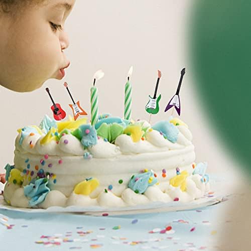 Guitar Cupcake Toppers Kid Boy Birthday Cupcake Decorations Kids' Gathering DIY Home Theme Party Food Fruit Cake Picks for Baby Shower Decor(48PCS)