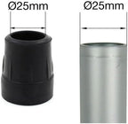 Qty: 4 Pcs - 1" (25mm) Heavy Duty Rubber Tips for Walking Canes, Crutches, Walking Frames, Zimmer Frames etc - Black - by Lifeswonderful