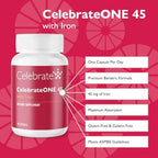 Celebrate Vitamins CelebrateONE 45, 45mg Iron - Once Daily Bariatric Multivitamin, Essential Vitamins & Minerals - Gastric Bypass & Sleeve Gastrectomy Supplement (30 Capsules)