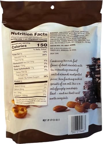 Trader Joe's Dark Chocolate Bark with Almond, Pretzel & Sea Salt (10 oz)