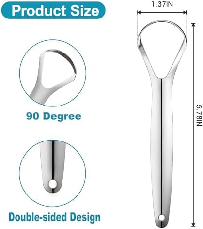 4 Pack Metal Tongue Scraper, Stainless Steel Tongue Cleaning Tool, Reusable Manual Design for Daily Oral Care, Portable Tongue Cleaner Set, Silver