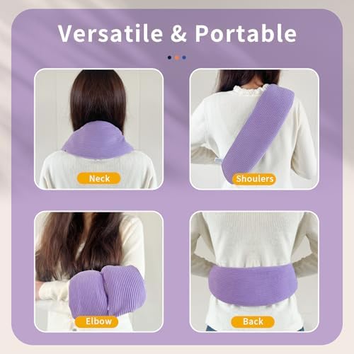 Neck Heating Pad Microwavable Weighted Microwave Heating Pad Neck Wrap for Shoulder Back Pain Relief, Machine Washable Cover, Warm Rice Bag Pack for Cramps, Hot Cold Therapy 1.5 lbs Lavender Scented