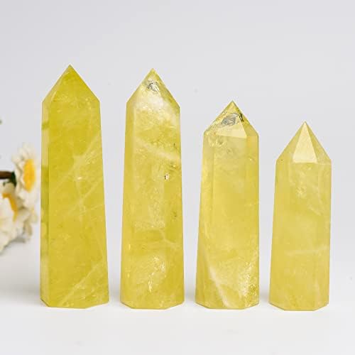 1PCS Citrine Natural Crystal Tower 3.54-4.33" Healing Crystal Wand 6 Faceted Chakra Reiki Meditation Therapy