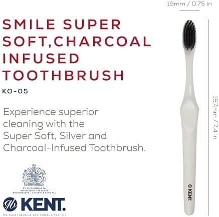 KENT Smile Extra Soft Toothbrushes for Adults with Silver Infused Triple Tipped Bristles, Soft Bristle Toothbrush for Sensitive Gum Massaging and Maximum Hygiene (White)